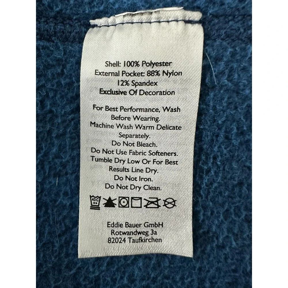 Eddie Bauer First Ascent 1/4 Zip‎ Pullover Fleece Blue Mens XL Hiking Outdoor